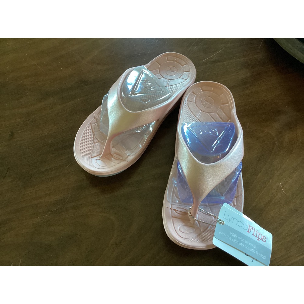 Aetrex Lynco Flips Shimmer Blush Pink Orthotic Sandals Women Size 5  NEW